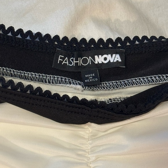 Spaghetti Strap Camisole w/ Lace Trim | FN Love Galore Ruched Tank Top White/Blk - Picture 7 of 9